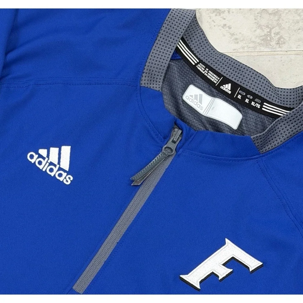 Adidas Climalite 1/4 Zip Pullover Men's XL Blue Short‎ Sleeve Golf Shirt  F Logo